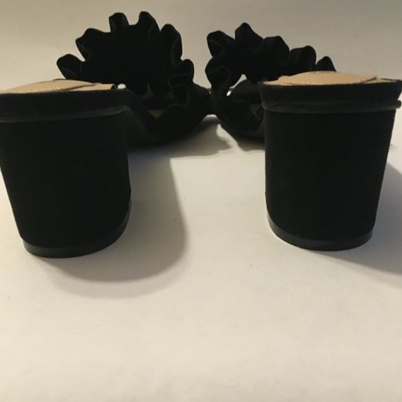 Avon Black Ruffle Sandals - Picture 2 of 11